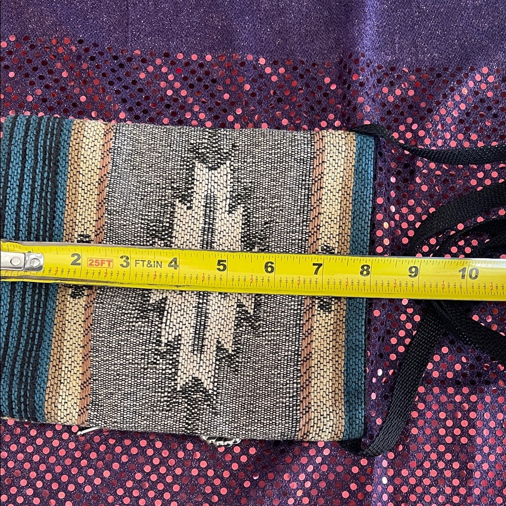 Bohemian Woven Crossbody Bag - Black and Tan - Picture 6 of 6